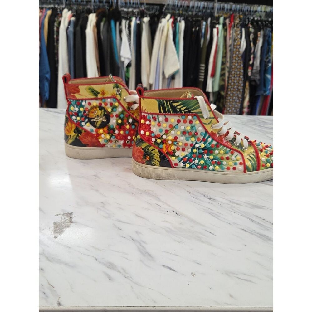 Christian Louboutin Multicolor Floral Studded High-Top Sneakers